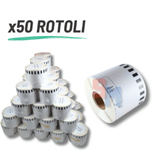 50x ROTOLO ETICHETTE ADESIVE 62 mm ad. per BROTHER QL 500 650 700 800 1100