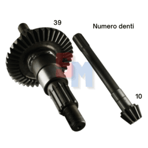 COPPIA CONICA PIGNONE + CORONA + ASSE GOLDONI FRESA 25 DENTI 10 39