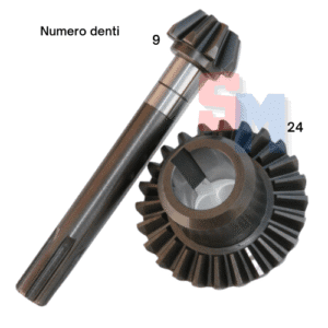 COPPIA CONICA PIGNONE + CORONA ad. MOTOCOLTIVATORE VALPADANA VMC14 DENTI 9 24